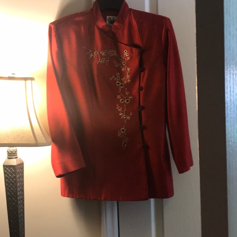 Gorgeous rust colored Oriental Style jacket. Sz 8